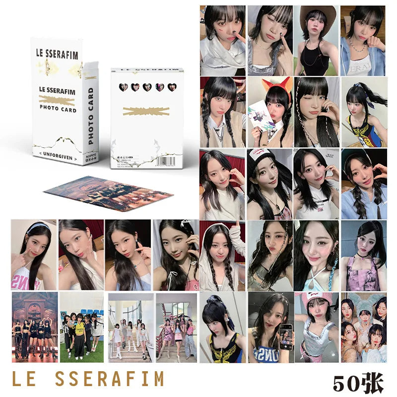 holographic lomo cards enhypen Le sserafim Photocard Holographic Le sserafim 50pcs/box